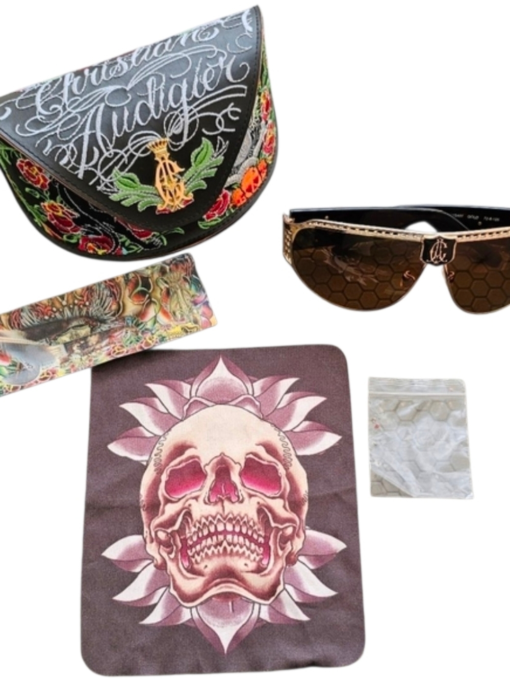Christian Audigier CAS 401 Gladiator Sunglasses Swarovski Crystals Full Set COA